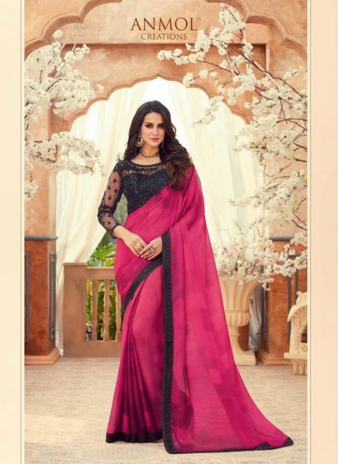 Anmol Creations Latest Fancy Designer Party And Festive Wear Heavy Chiffon Digital Print Heavy Saree Collection